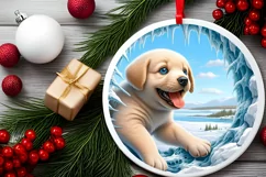 Melting Ice Puppy Round Sticker Sublimation PNG Product Image 2