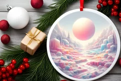 Molten Candy Winter Scene Round Sublimation PNG Product Image 1