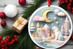 Round Christmas Ornament Sublimation|Clipart Product Image 2