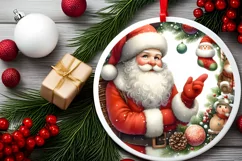 Santa Snowflake Round Sticker Sublimation PNG Product Image 2