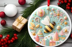 Round Christmas Ornament Sublimation|Clipart Product Image 2