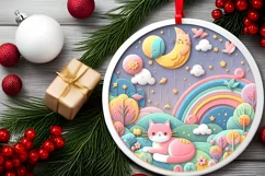 Round Christmas Ornament Sublimation|Clipart Product Image 2