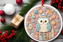 Round Christmas Ornament Sublimation|Clipart Product Image 2