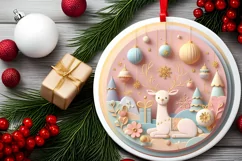 Round Christmas Ornament Sublimation|Clipart Product Image 2