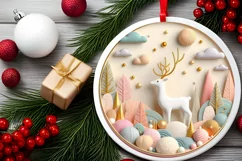 Round Christmas Ornament Sublimation|Clipart Product Image 2