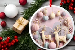 Round Christmas Ornament Sublimation|Clipart Product Image 2