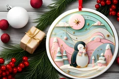 Round Christmas Ornament Sublimation|Clipart Product Image 2