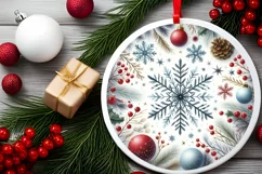 Snowflake Winter Scene Ornament Sublimation PNG Product Image 2