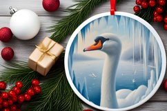 Swan Smiling Through Icy Wall Round Ornament Sublimation PNG Product Image 2