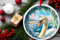 Icy Wall Swan Round Ornament Sublimation PNG Product Image 1