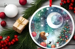 Dog Round Ornament Sublimation PNG Product Image 1