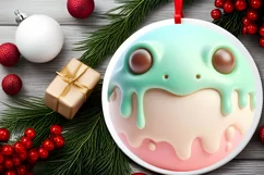 Christmas Frog Round Sticker Sublimation PNG Product Image 1