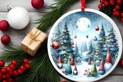 Colorful Winter Gnomes Round Sticker Sublimation PNG Product Image 1