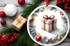 Gift Snowflake Christmas Ornament Sublimation PNG Product Image 2