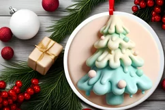 Pastel Christmas Tree Ornament Sublimation PNG Product Image 2