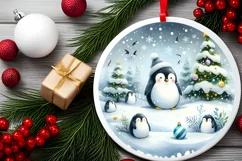 3D Penguins Winter Scene Sublimation PNG Product Image 1