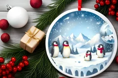 3D Penguins Winter Scene Sublimation PNG Product Image 2