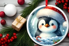 3D Penguin Portrait Winter Scene Sublimation PNG Product Image 2