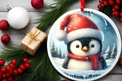 3D Penguin Portrait Winter Scene Sublimation PNG Product Image 2