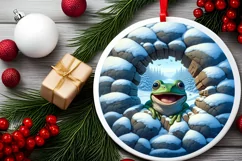 Icy Frog Round Ornament Sublimation PNG Product Image 1