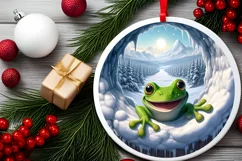 Snow Wall Frog Round Ornament Sublimation PNG Product Image 2