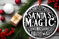 Santa's Magic Christmas Ornament Sublimation PNG Product Image 2