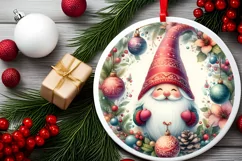 Colorful Pastel Gnome Round Ornament Sublimation PNG Product Image 2