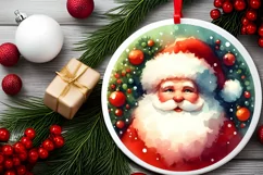 Santa Round Ornament Sublimation PNG Product Image 2