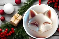 Round Fox Christmas Ornament Sublimation PNG Product Image 2