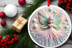 Fairy 3D Christmass Round Ornament PNG Product Image 2