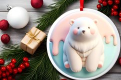 Pastel Polar Bear Christmas Ornament Sublimation PNG Product Image 2