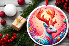 Deer Christmas Ornament Sublimation PNG Product Image 1