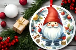 Colorful Gnome Round Ornament Sublimation PNG Product Image 2
