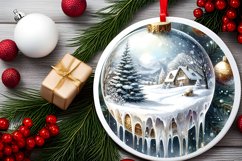 Winter Scene Round Ornament Sublimation PNG Product Image 2