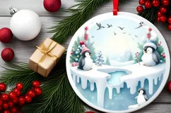 Melting Winter Scene with Penguins Sublimation PNG Product Image 2