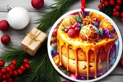 Watercolor Round Ornament Sublimation PNG Product Image 2