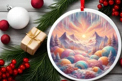 Detailed Pastel Candy Winter Round Ornament Sublimation PNG Product Image 2