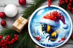 Melting Winter Scene Bee Portrait Sublimation PNG Product Image 1