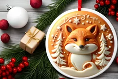 Fox Christmas Ornament Sublimation PNG Product Image 2