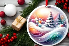 Gnome Winter Scene Round Ornament Sublimation PNG Product Image 2