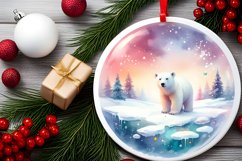 Polar Bear Winter Scene Round Ornament Sublimation PNG Product Image 2