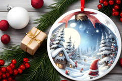 Round Christmass Ornament Sublimation|Clipart Product Image 2