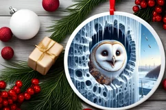 Smiling Owl Round Ornament Sublimation PNG Product Image 2