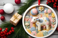 Round Christmas Ornament Sublimation|Clipart Product Image 2