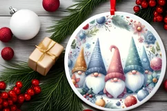 Colorful Gnomes Round Ornament Sublimation PNG Product Image 2
