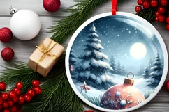 Sleigh Winter Scene Round Ornament Sublimation PNG Product Image 2