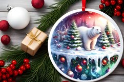 Polar Bear Winter Scene Round Ornament Sublimation PNG Product Image 2