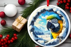 Parrot Snow Round Ornament Sublimation PNG Product Image 2