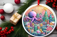 Round Christmas Ornament Sublimation|Clipart Product Image 2