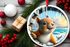 Pastel Squirrel Icy Round Ornament Sublimation PNG Product Image 2